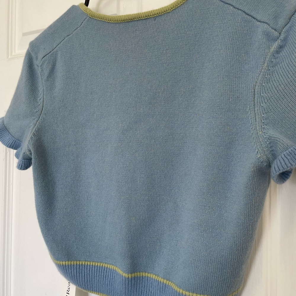 Guizio Blue and Green Knit Crop Top- Large - Picture 5 of 12